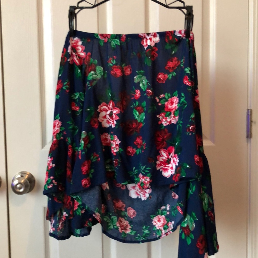 This is a floral off the shoulder top